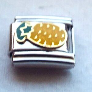 Enamel pineapple fruit 9mm stainless steel italian charm bracelet link new 00